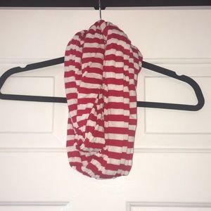White and Red Striped Scarf